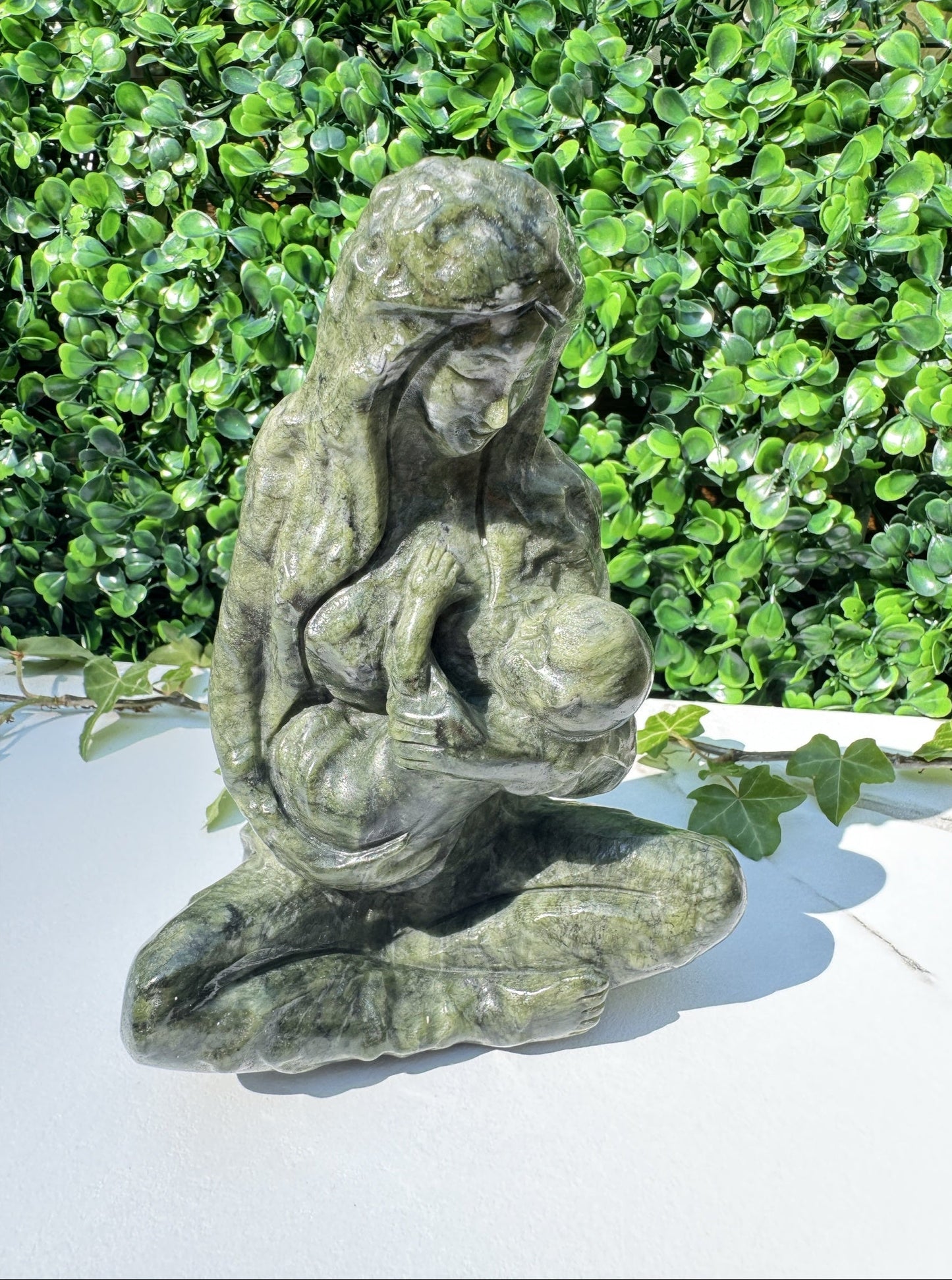 Jade carving, breastfeeding mother and child