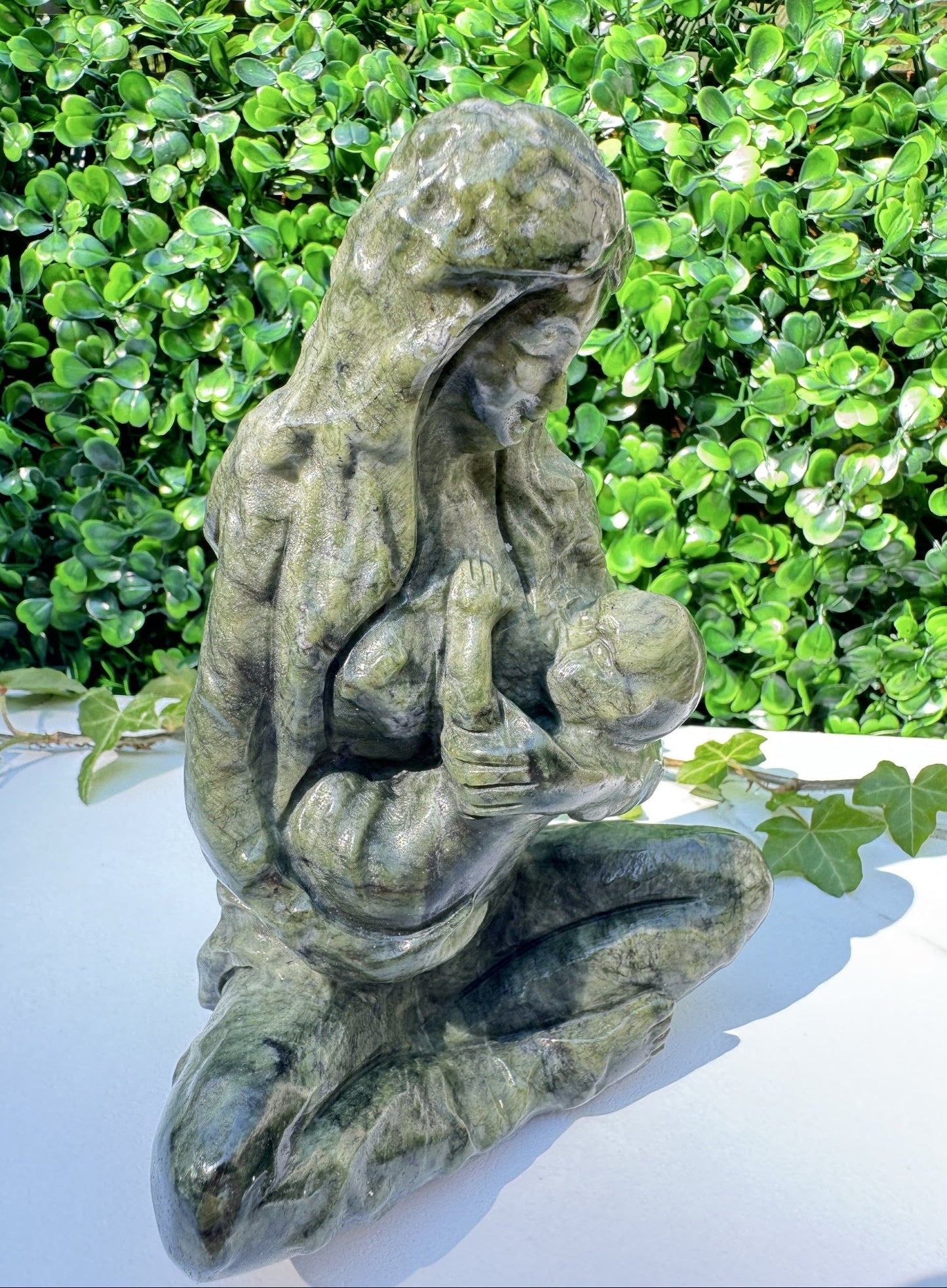 Jade carving, breastfeeding mother and child